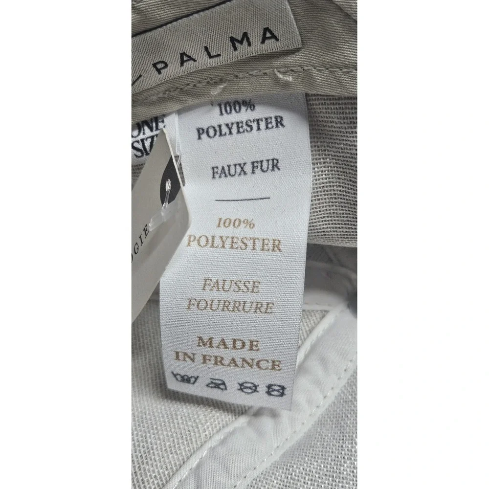 NWT Van Palma Anthropologie Muse Fuzzy faux fur baseball Cap ivory o/s